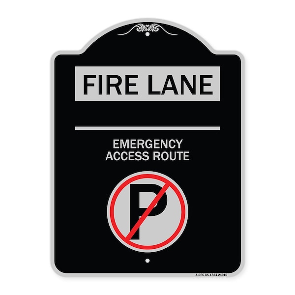 Signmission Fire Lane Emergency Access Route W/ No Parking Heavy-Gauge Aluminum Sign, 24" x 18", BS-1824-24016 A-DES-BS-1824-24016 - main